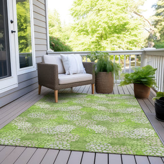 Piper Looms Chantille Circles ACN908 Green Machine Washable Area Rug Outdoor Lifestyle Image Feature