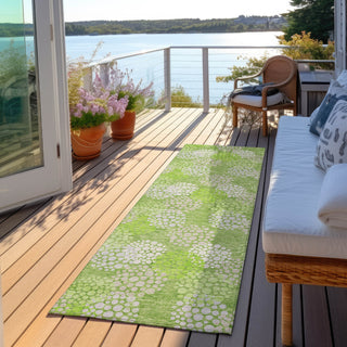 Piper Looms Chantille Circles ACN908 Green Machine Washable Area Rug Runner Outdoor Lifestyle Image Feature
