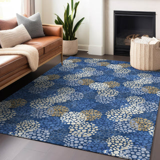 Piper Looms Chantille Circles ACN908 Navy Machine Washable Area Rug Lifestyle Image Feature