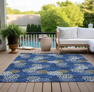 Piper Looms Chantille Circles ACN908 Navy Machine Washable Area Rug Outdoor Lifestyle Image Feature