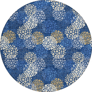 Piper Looms Chantille Circles ACN908 Navy Machine Washable Area Rug Round Main Image