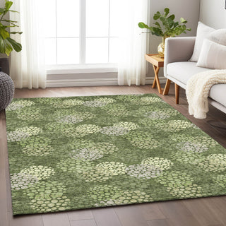 Piper Looms Chantille Circles ACN908 Olive Machine Washable Area Rug Lifestyle Image Feature