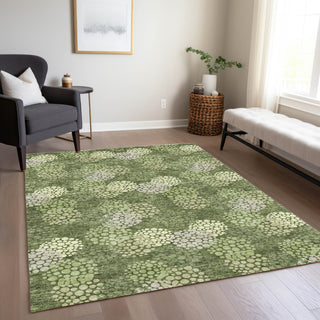 Piper Looms Chantille Circles ACN908 Olive Machine Washable Area Rug Lifestyle Image Feature