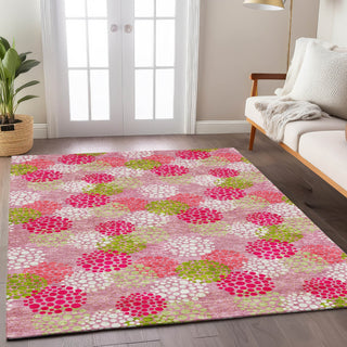 Piper Looms Chantille Circles ACN908 Pink Machine Washable Area Rug Lifestyle Image Feature