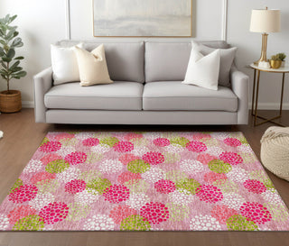 Piper Looms Chantille Circles ACN908 Pink Machine Washable Area Rug Lifestyle Image Feature