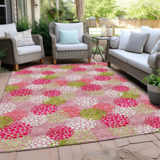 Piper Looms Chantille Circles ACN908 Pink Machine Washable Area Rug Outdoor Lifestyle Image Feature