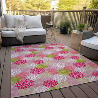 Piper Looms Chantille Circles ACN908 Pink Machine Washable Area Rug Outdoor Lifestyle Image Feature