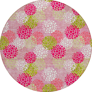 Piper Looms Chantille Circles ACN908 Pink Machine Washable Area Rug Round Main Image