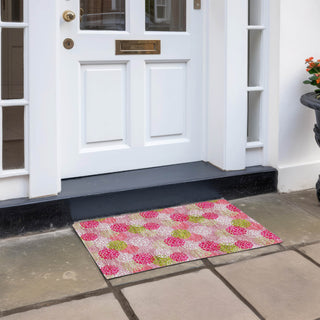 Piper Looms Chantille Circles ACN908 Pink Machine Washable Area Rug Scatter Outdoor Lifestyle Image Feature