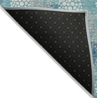 Piper Looms Chantille Circles ACN908 Teal Machine Washable Area Rug Backing Image