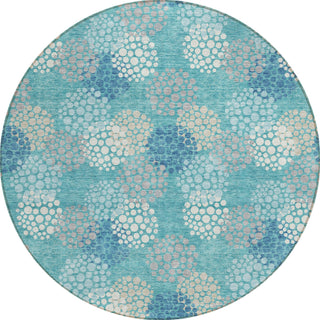 Piper Looms Chantille Circles ACN908 Teal Machine Washable Area Rug Round Main Image