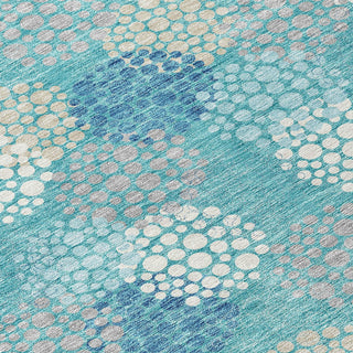 Piper Looms Chantille Circles ACN908 Teal Machine Washable Area Rug Swatch Image