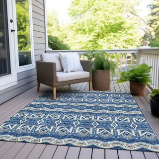 Piper Looms Chantille Moroccan ACN909 Blue Machine Washable Area Rug Outdoor Lifestyle Image Feature