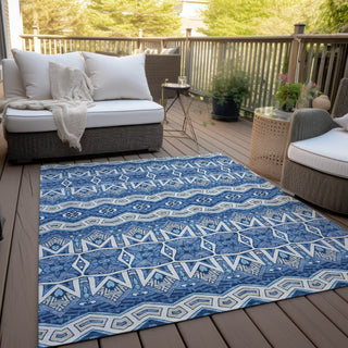 Piper Looms Chantille Moroccan ACN909 Blue Machine Washable Area Rug Outdoor Lifestyle Image Feature