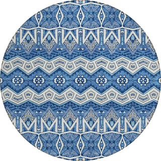 Piper Looms Chantille Moroccan ACN909 Blue Machine Washable Area Rug Round Main Image