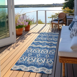 Piper Looms Chantille Moroccan ACN909 Blue Machine Washable Area Rug Runner Outdoor Lifestyle Image Feature