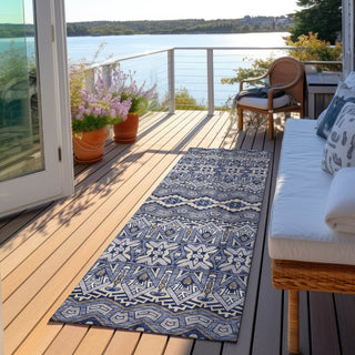 Piper Looms Chantille Moroccan ACN909 Denim Machine Washable Area Rug Runner Outdoor Lifestyle Image Feature