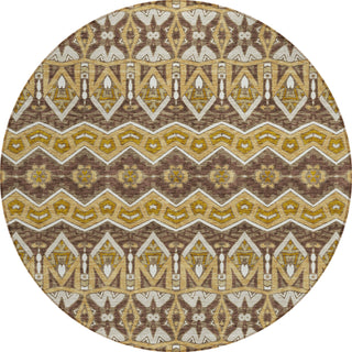 Piper Looms Chantille Moroccan ACN909 Gold Machine Washable Area Rug Round Main Image