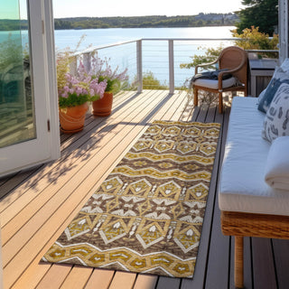 Piper Looms Chantille Moroccan ACN909 Gold Machine Washable Area Rug Runner Outdoor Lifestyle Image Feature