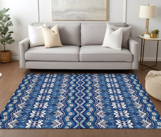 Piper Looms Chantille Moroccan ACN909 Navy Machine Washable Area Rug Lifestyle Image Feature
