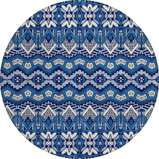 Piper Looms Chantille Moroccan ACN909 Navy Machine Washable Area Rug Round Main Image
