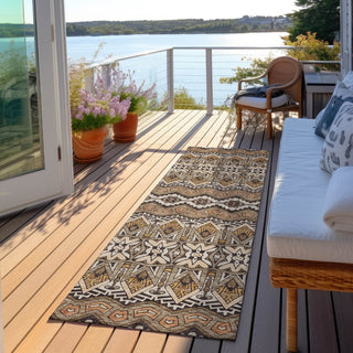 Piper Looms Chantille Moroccan ACN909 Taupe Machine Washable Area Rug Runner Outdoor Lifestyle Image Feature