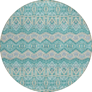 Piper Looms Chantille Moroccan ACN909 Teal Machine Washable Area Rug Round Main Image