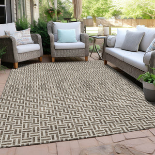 Piper Looms Chantille Geometric ACN911 Brown Machine Washable Area Rug Outdoor Lifestyle Image Feature