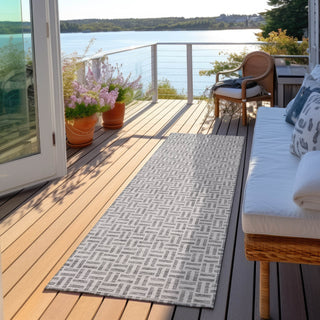 Piper Looms Chantille Geometric ACN911 Gray Machine Washable Area Rug Runner Outdoor Lifestyle Image Feature