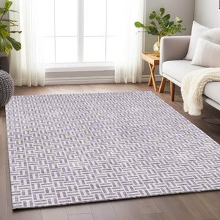 Piper Looms Chantille Geometric ACN911 Lavender Machine Washable Area Rug Lifestyle Image Feature