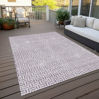 Piper Looms Chantille Geometric ACN911 Lavender Machine Washable Area Rug Outdoor Lifestyle Image Feature