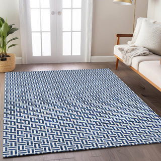 Piper Looms Chantille Geometric ACN911 Navy Machine Washable Area Rug Lifestyle Image Feature