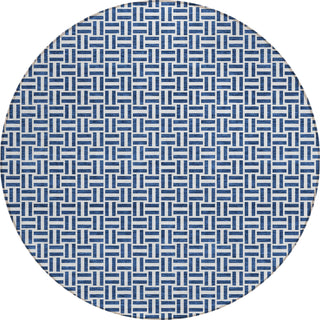 Piper Looms Chantille Geometric ACN911 Navy Machine Washable Area Rug Round Main Image