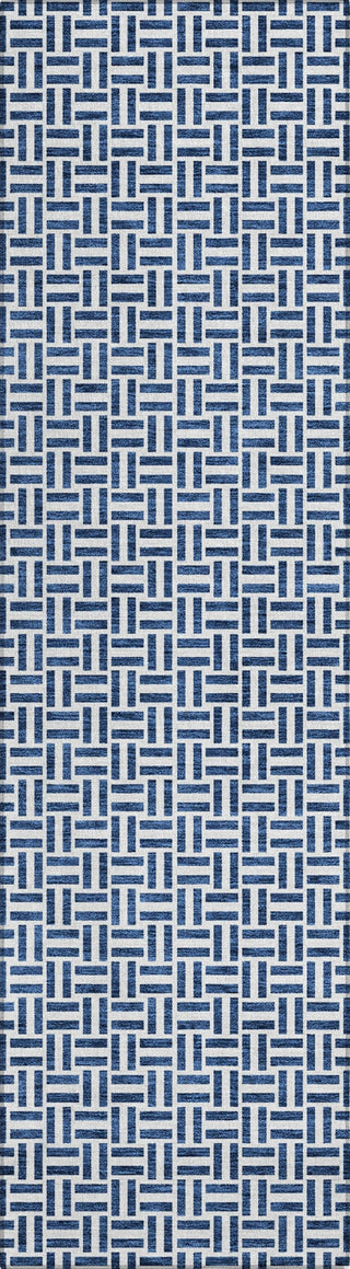 Piper Looms Chantille Geometric ACN911 Navy Machine Washable Area Rug Runner Main Image