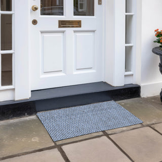 Piper Looms Chantille Geometric ACN911 Navy Machine Washable Area Rug Scatter Outdoor Lifestyle Image Feature