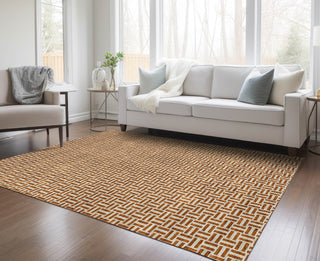 Piper Looms Chantille Geometric ACN911 Paprika Machine Washable Area Rug Lifestyle Image Feature