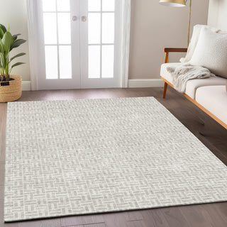 Piper Looms Chantille Geometric ACN911 Taupe Machine Washable Area Rug Lifestyle Image Feature