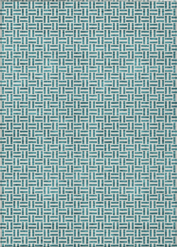 Piper Looms Chantille Geometric ACN911 Teal Machine Washable Area Rug main image