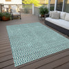 Piper Looms Chantille Geometric ACN911 Teal Machine Washable Area Rug Outdoor Lifestyle Image Feature