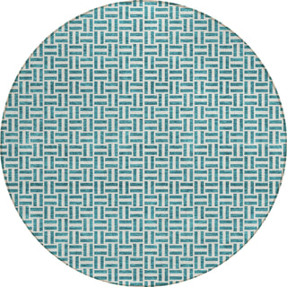 Piper Looms Chantille Geometric ACN911 Teal Machine Washable Area Rug Round Main Image