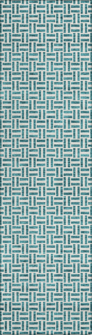 Piper Looms Chantille Geometric ACN911 Teal Machine Washable Area Rug Runner Main Image