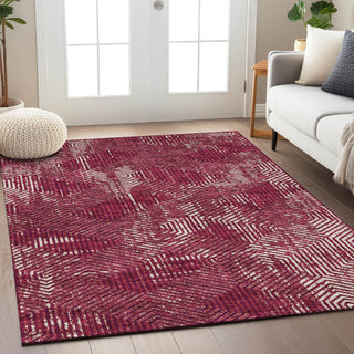 Piper Looms Chantille Geometric ACN912 Burgundy Machine Washable Area Rug Lifestyle Image Feature
