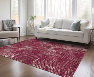 Piper Looms Chantille Geometric ACN912 Burgundy Machine Washable Area Rug Lifestyle Image Feature