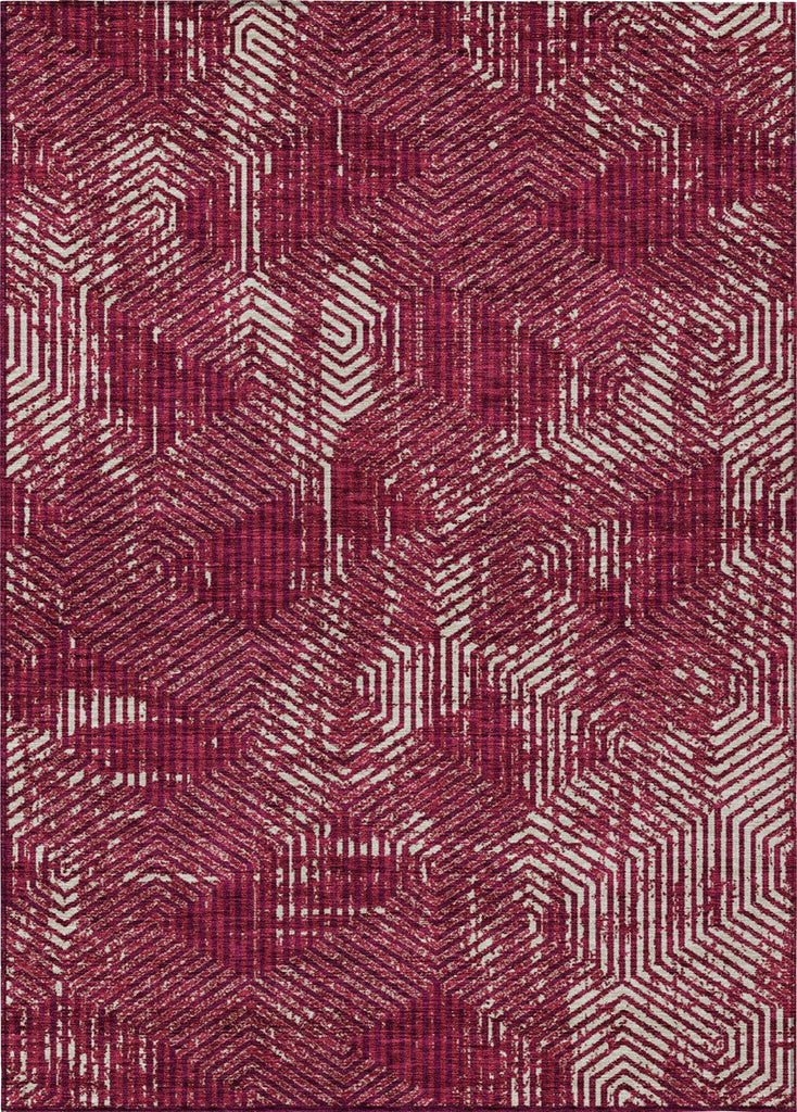 Piper Looms Chantille Geometric ACN912 Burgundy Machine Washable Area Rug main image