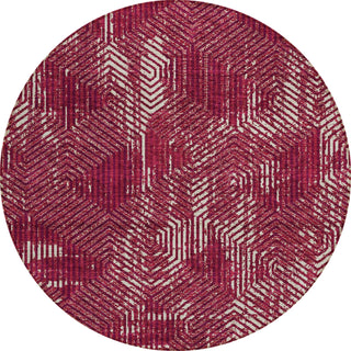 Piper Looms Chantille Geometric ACN912 Burgundy Machine Washable Area Rug Round Main Image