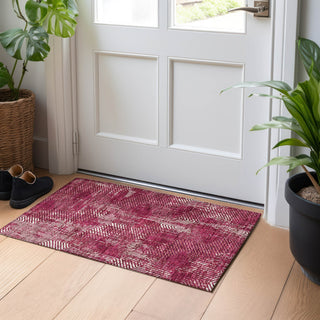 Piper Looms Chantille Geometric ACN912 Burgundy Machine Washable Area Rug Scatter Lifestyle Image Feature
