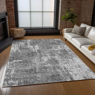 Piper Looms Chantille Geometric ACN912 Gray Machine Washable Area Rug Lifestyle Image Feature