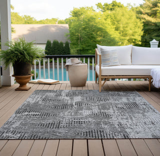 Piper Looms Chantille Geometric ACN912 Gray Machine Washable Area Rug Outdoor Lifestyle Image Feature