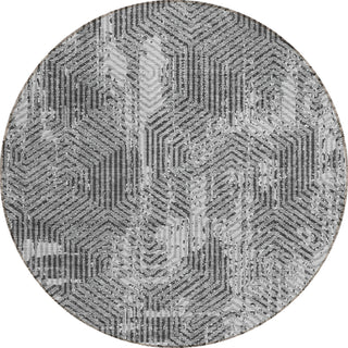 Piper Looms Chantille Geometric ACN912 Gray Machine Washable Area Rug Round Main Image