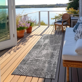 Piper Looms Chantille Geometric ACN912 Gray Machine Washable Area Rug Runner Outdoor Lifestyle Image Feature